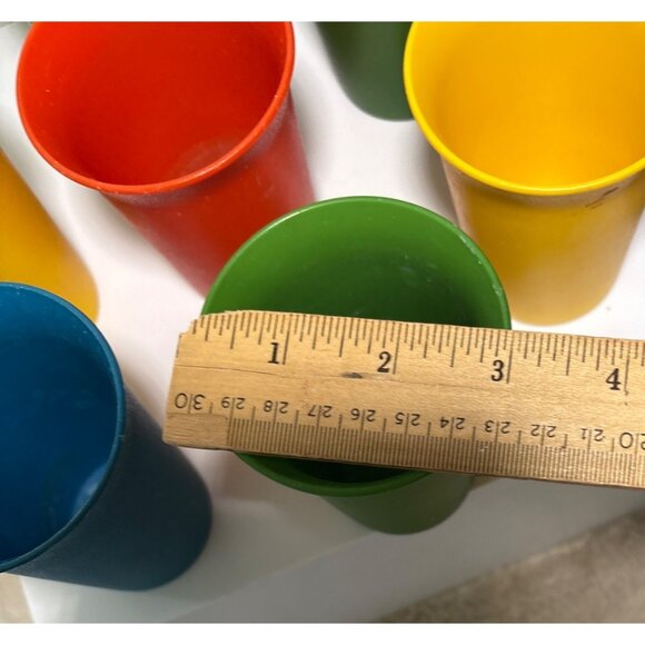 Tupperware Bell Tumbler Cups Sippy Cups Green Red Yellow Blue Set of 7 - Picture 7 of 8